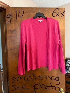 Women's Ribbed Button-Front Cardigan Sweater - Hot Pink